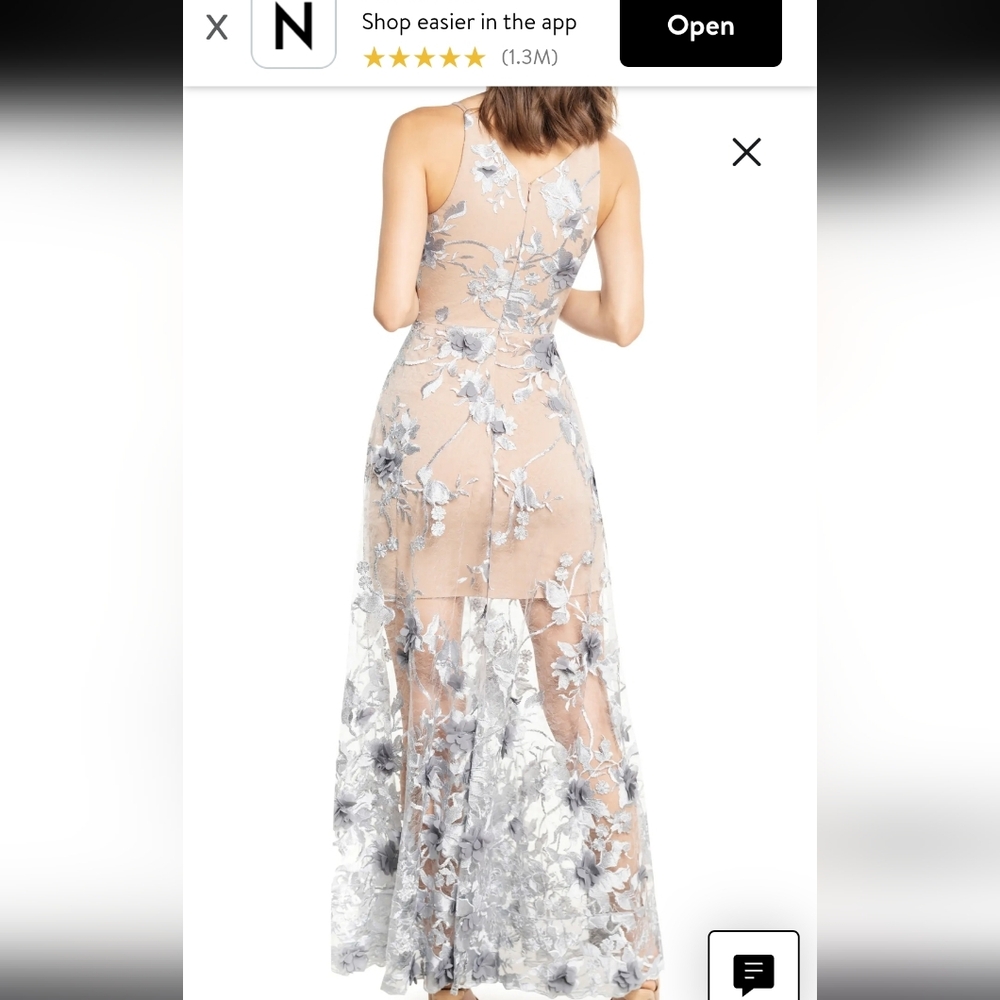 Dress the Population Silver Floral Backless Dress - Picture 3 of 16
